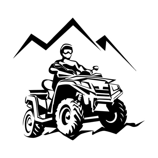 Racing Rider Atv Quad Mountain Trips Extreme Sports Lettering Stickers Window Decals