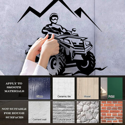 Racing Rider Atv Quad Mountain Trips Extreme Sports Lettering Stickers Window Decals