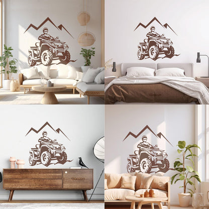 Racing Rider Atv Quad Mountain Trips Extreme Sports Lettering Stickers Window Decals