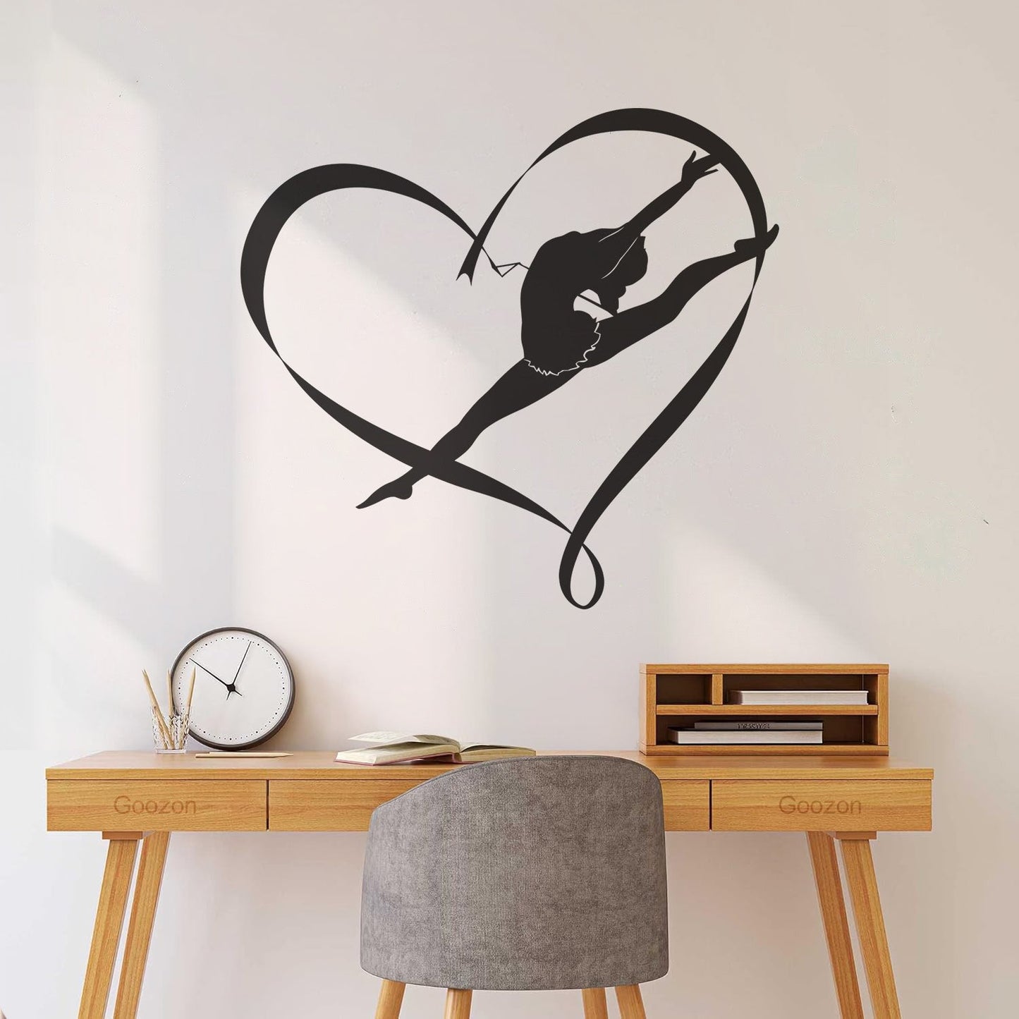 Fine Carving Stickers Rhythmic Gymnastics Sport Girl Love Dance Easy Installation