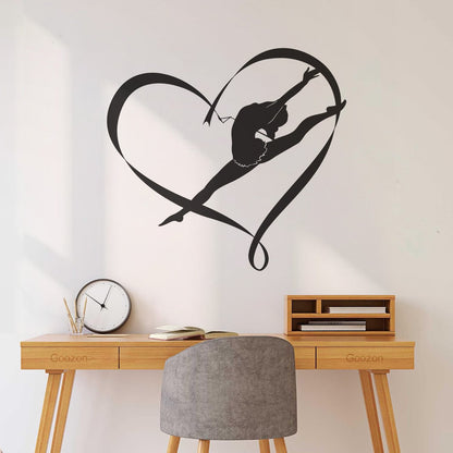Fine Carving Stickers Rhythmic Gymnastics Sport Girl Love Dance Easy Installation