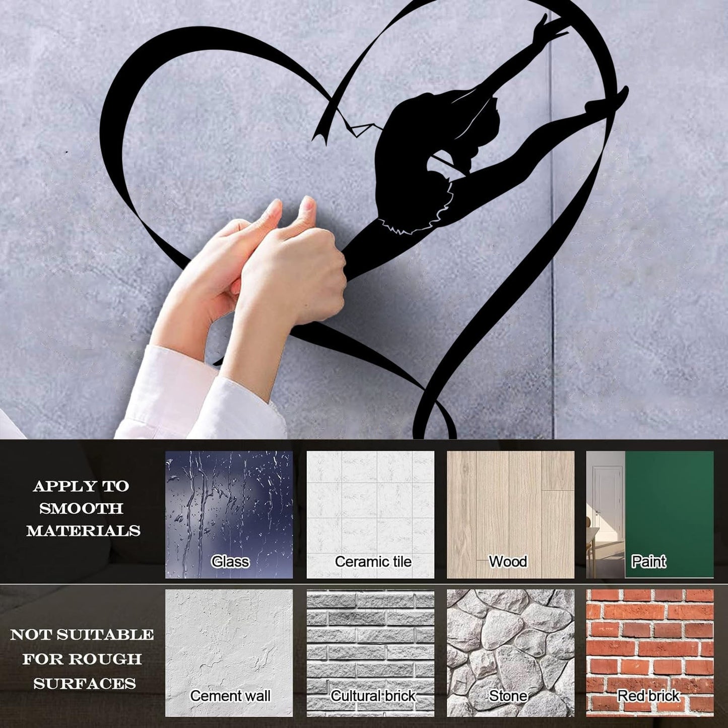 Fine Carving Stickers Rhythmic Gymnastics Sport Girl Love Dance Easy Installation