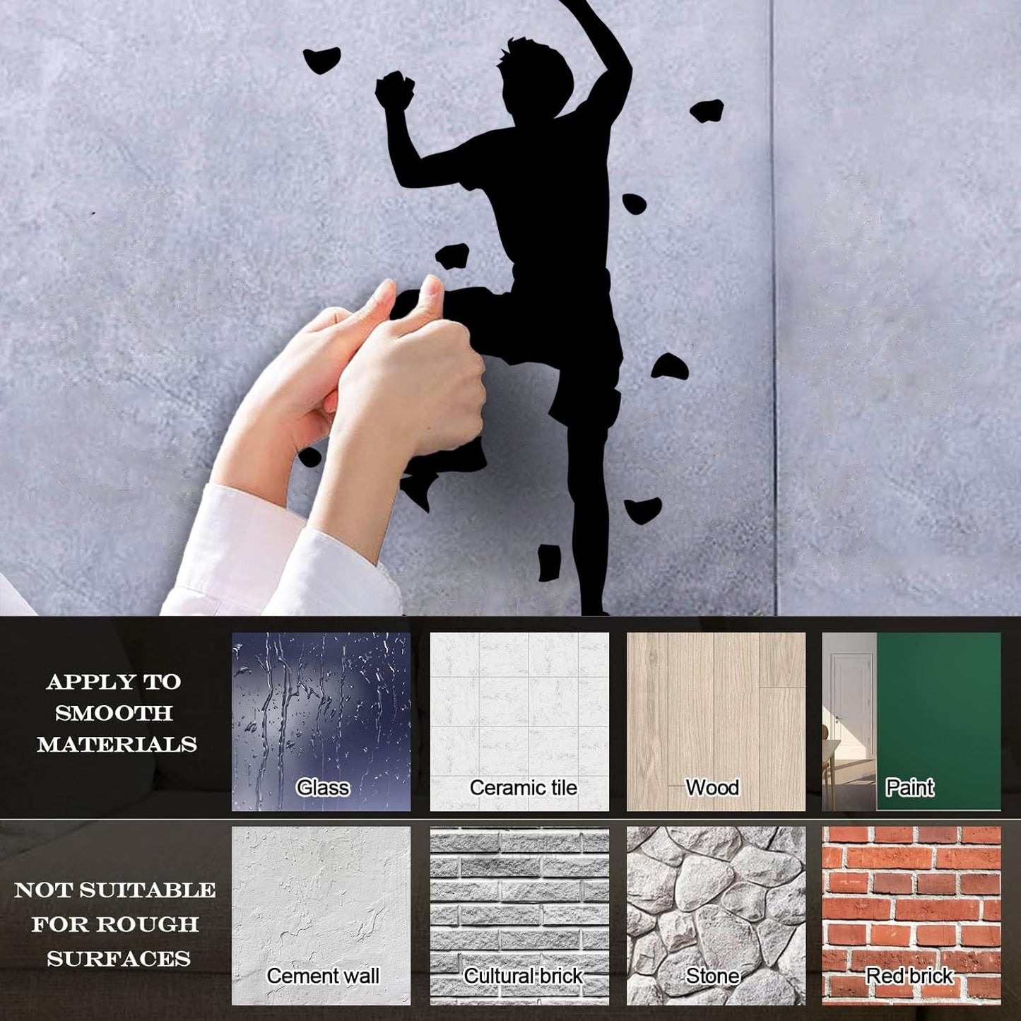 Fine Carving Decals Rock Climber Climb Without Rope Extreme Sports Multiple Size Options