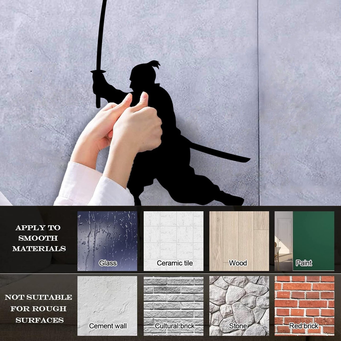 Samurai Asian Style Man Martial Arts Boy Room Wall Stickers Paster Paper Removable Without Leaving Glue