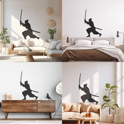 Samurai Asian Style Man Martial Arts Boy Room Wall Stickers Paster Paper Removable Without Leaving Glue