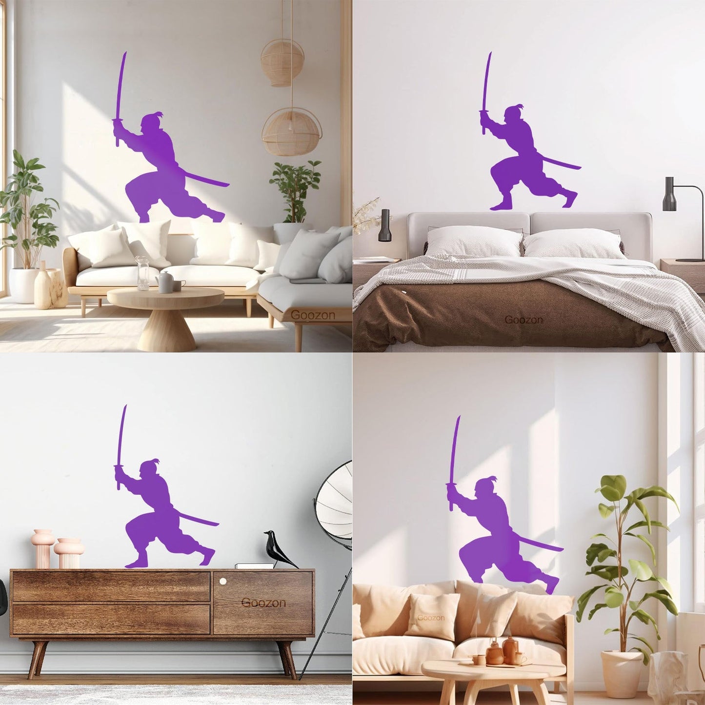Samurai Asian Style Man Martial Arts Boy Room Wall Stickers Paster Paper Removable Without Leaving Glue