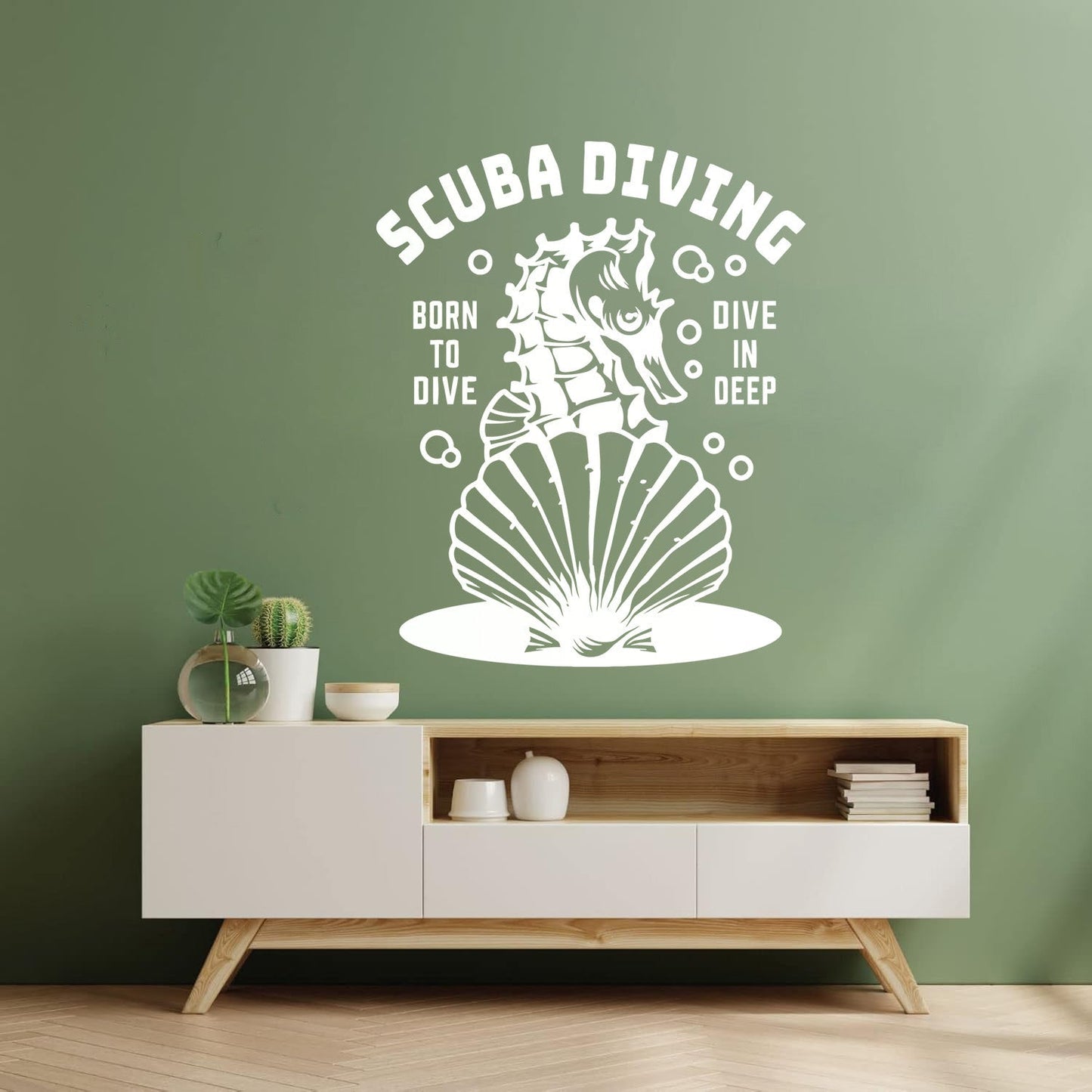 Fine Carving Stickers Scuba Diving Extreme Sport Seahorse Dive Deep Water Do Not Damage The Wall Surface