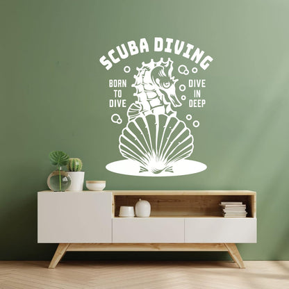Fine Carving Stickers Scuba Diving Extreme Sport Seahorse Dive Deep Water Do Not Damage The Wall Surface