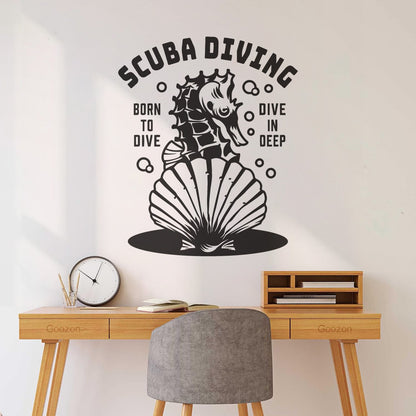 Fine Carving Stickers Scuba Diving Extreme Sport Seahorse Dive Deep Water Do Not Damage The Wall Surface