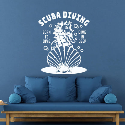 Fine Carving Stickers Scuba Diving Extreme Sport Seahorse Dive Deep Water Do Not Damage The Wall Surface