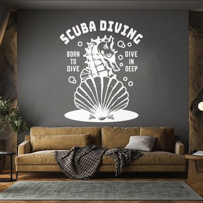 Fine Carving Stickers Scuba Diving Extreme Sport Seahorse Dive Deep Water Do Not Damage The Wall Surface