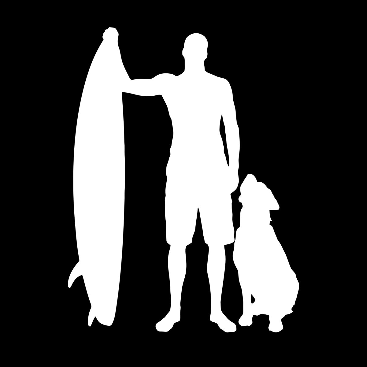Engraving Decals Silhouette Surfing Board Surfer Dog Beach Style Car Body Decoration