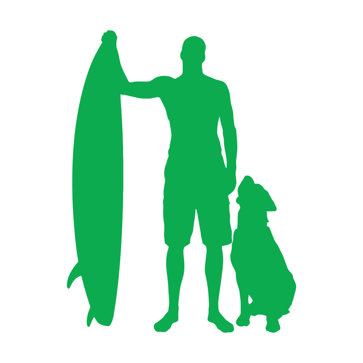 Engraving Decals Silhouette Surfing Board Surfer Dog Beach Style Car Body Decoration