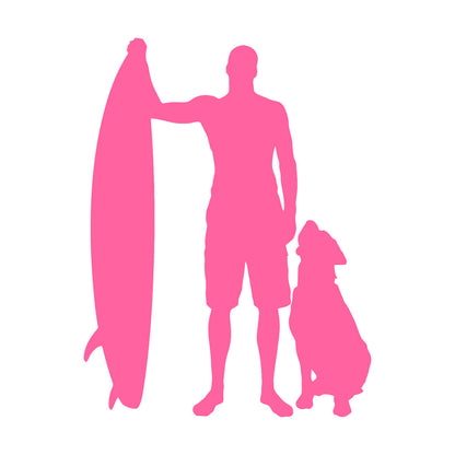 Engraving Decals Silhouette Surfing Board Surfer Dog Beach Style Car Body Decoration