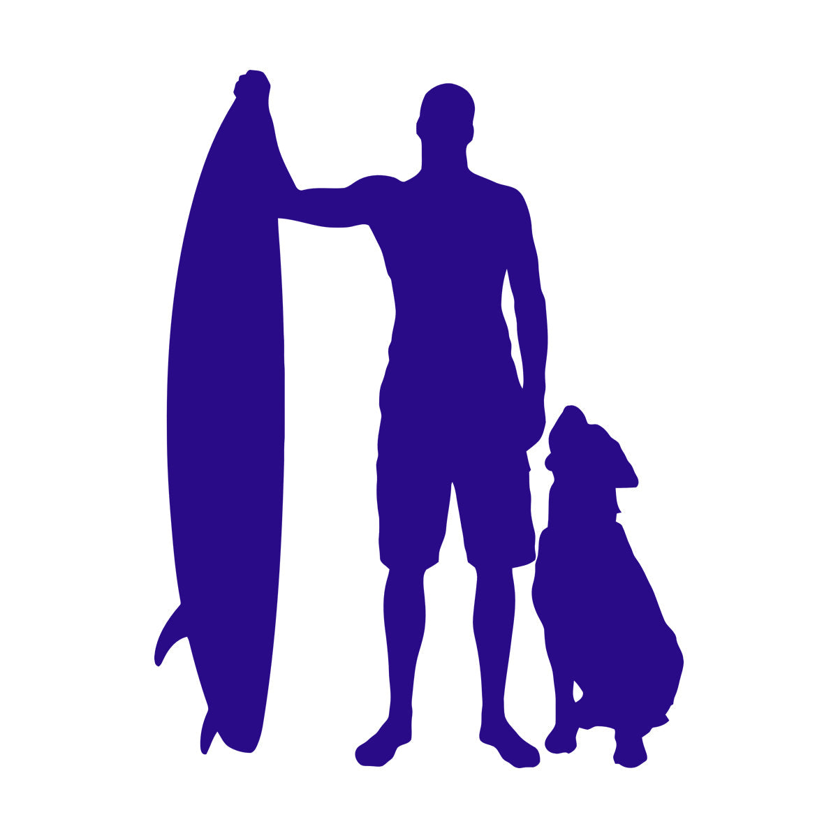 Engraving Decals Silhouette Surfing Board Surfer Dog Beach Style Car Body Decoration