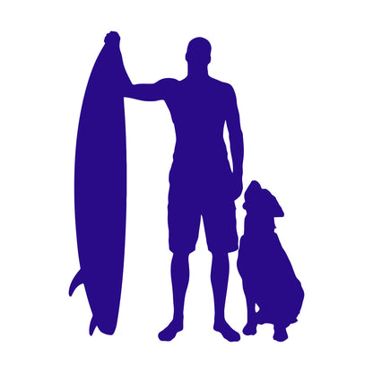 Engraving Decals Silhouette Surfing Board Surfer Dog Beach Style Car Body Decoration