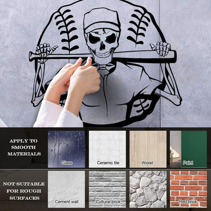 Lettering Stickers Skeleton Baseball Ball Sports Art Mural Painting