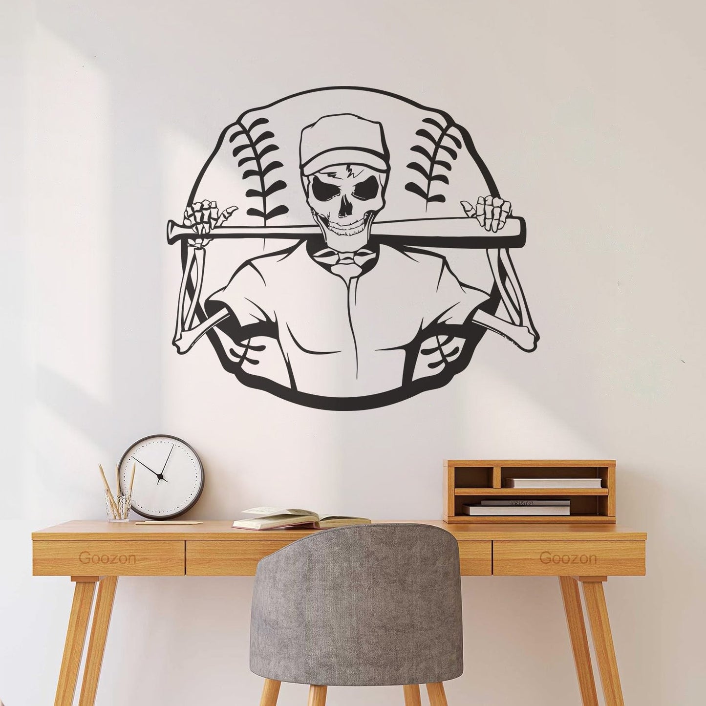 Lettering Stickers Skeleton Baseball Ball Sports Art Mural Painting