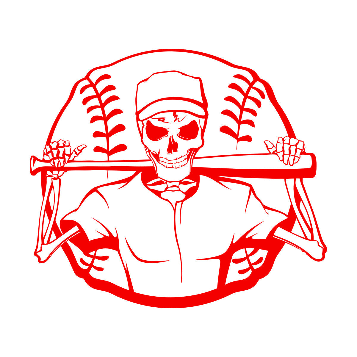 Lettering Stickers Skeleton Baseball Ball Sports Art Mural Painting