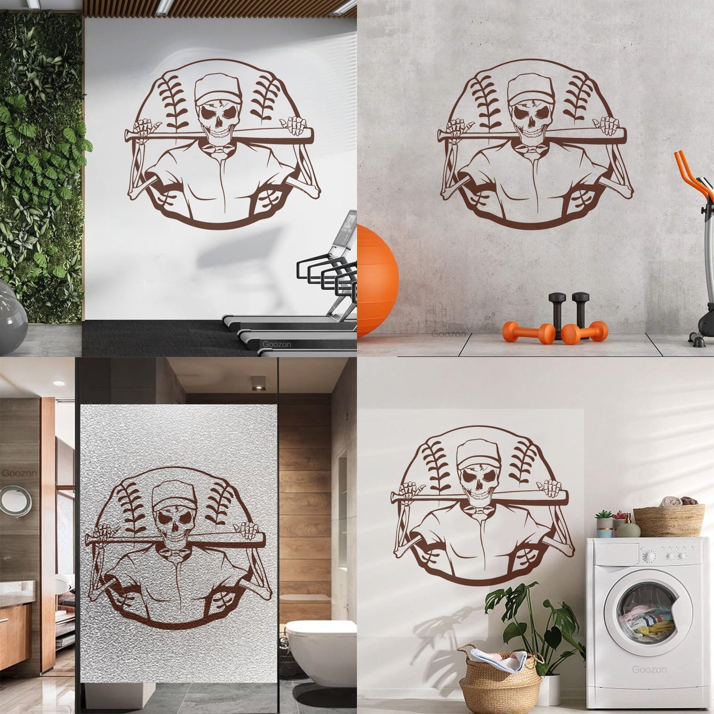 Lettering Stickers Skeleton Baseball Ball Sports Art Mural Painting
