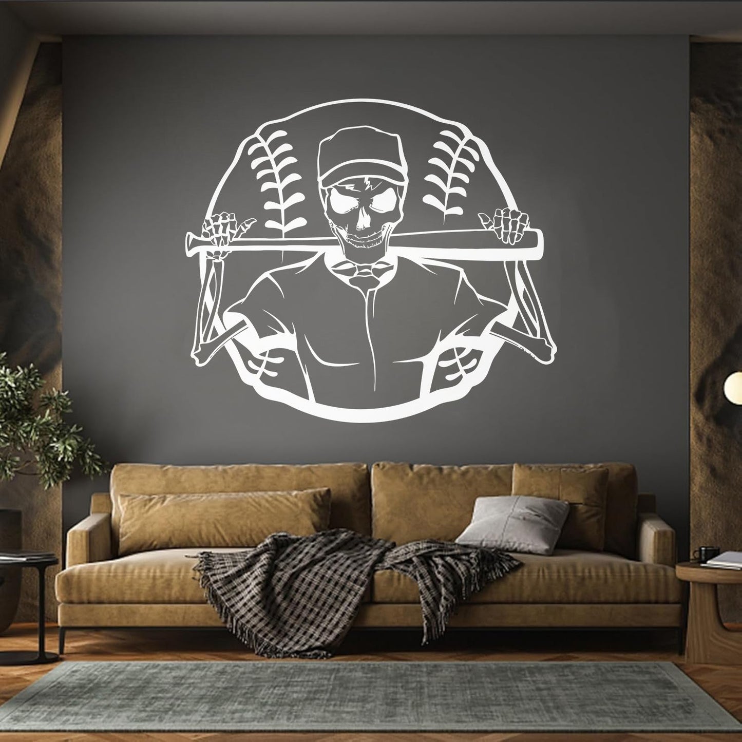 Lettering Stickers Skeleton Baseball Ball Sports Art Mural Painting