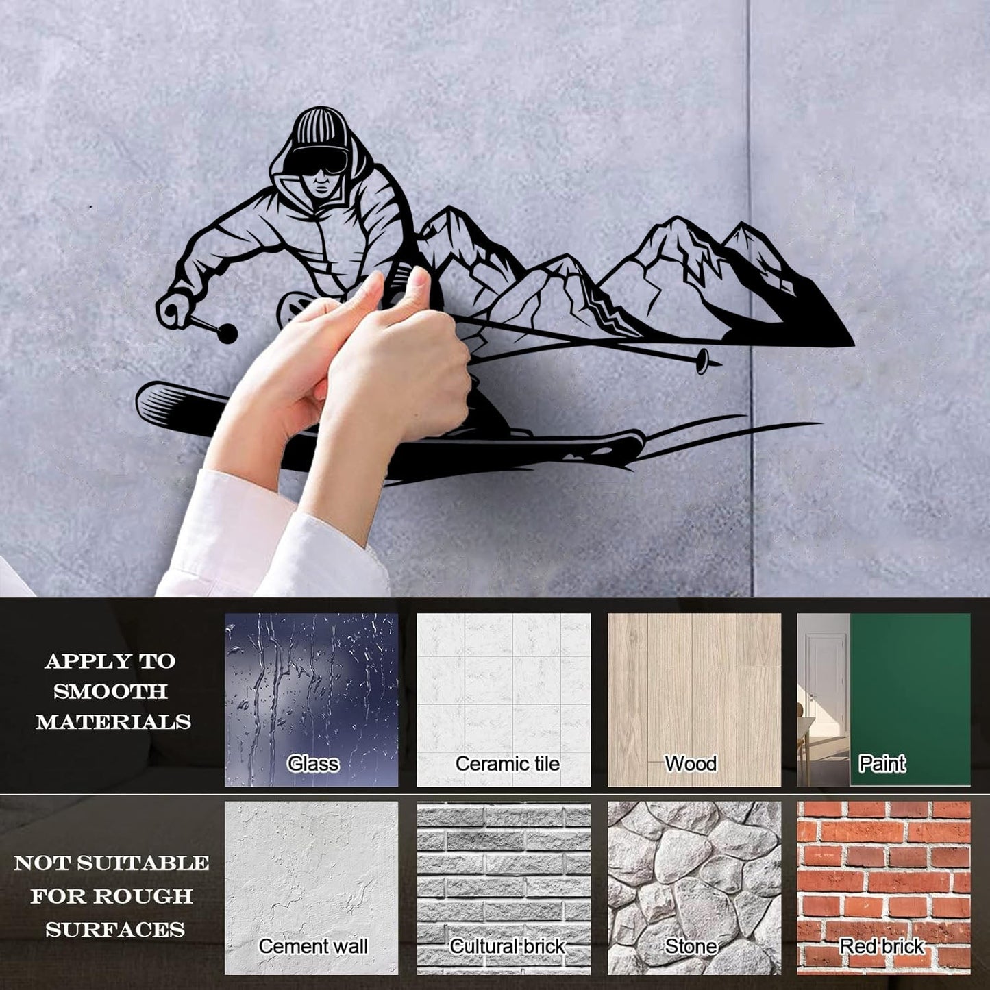 Skiing Skier Extreme Adventure Mountain Sport Wall Decals It Won'T Fall Off