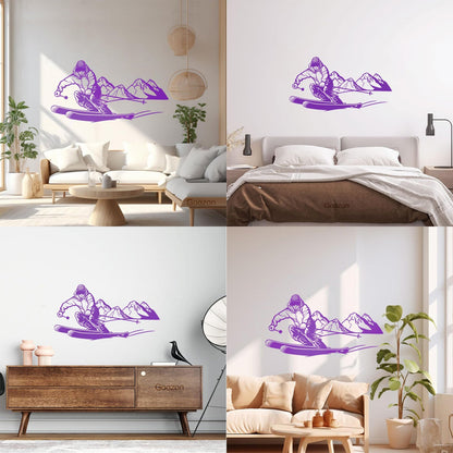 Skiing Skier Extreme Adventure Mountain Sport Wall Decals It Won'T Fall Off