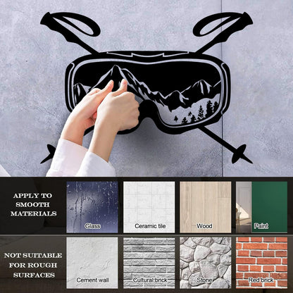 Vinyl Wall Decals Ski Sport Mountains Extreme Ski Goggles Personalized Customization