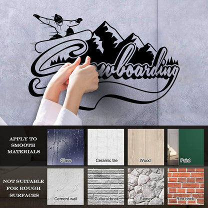 Lettering Decals Snowboarding Extreme Sports Mountains Self Adhesive