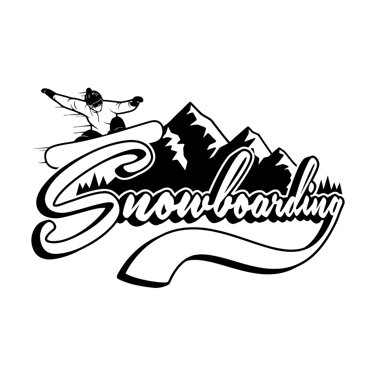 Lettering Decals Snowboarding Extreme Sports Mountains Self Adhesive