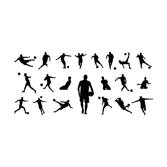 Vinyl Wall Stickers Soccer Players Silhouette Patterns Team Game Sport Easy Installation