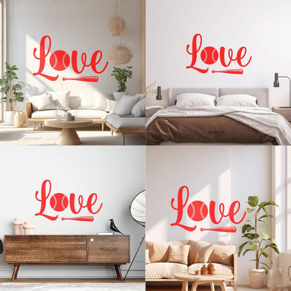 Softball Baseball Bat Love Sport Team Game Vinyl Wall Decals Multiple Size Options