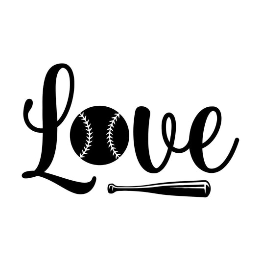 Softball Baseball Bat Love Sport Team Game Vinyl Wall Decals Multiple Size Options