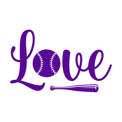 Softball Baseball Bat Love Sport Team Game Vinyl Wall Decals Multiple Size Options