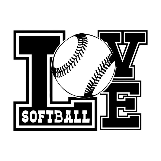 Fine Carving Stickers Softball Player Game Ball Word Sport Love Art Decoration