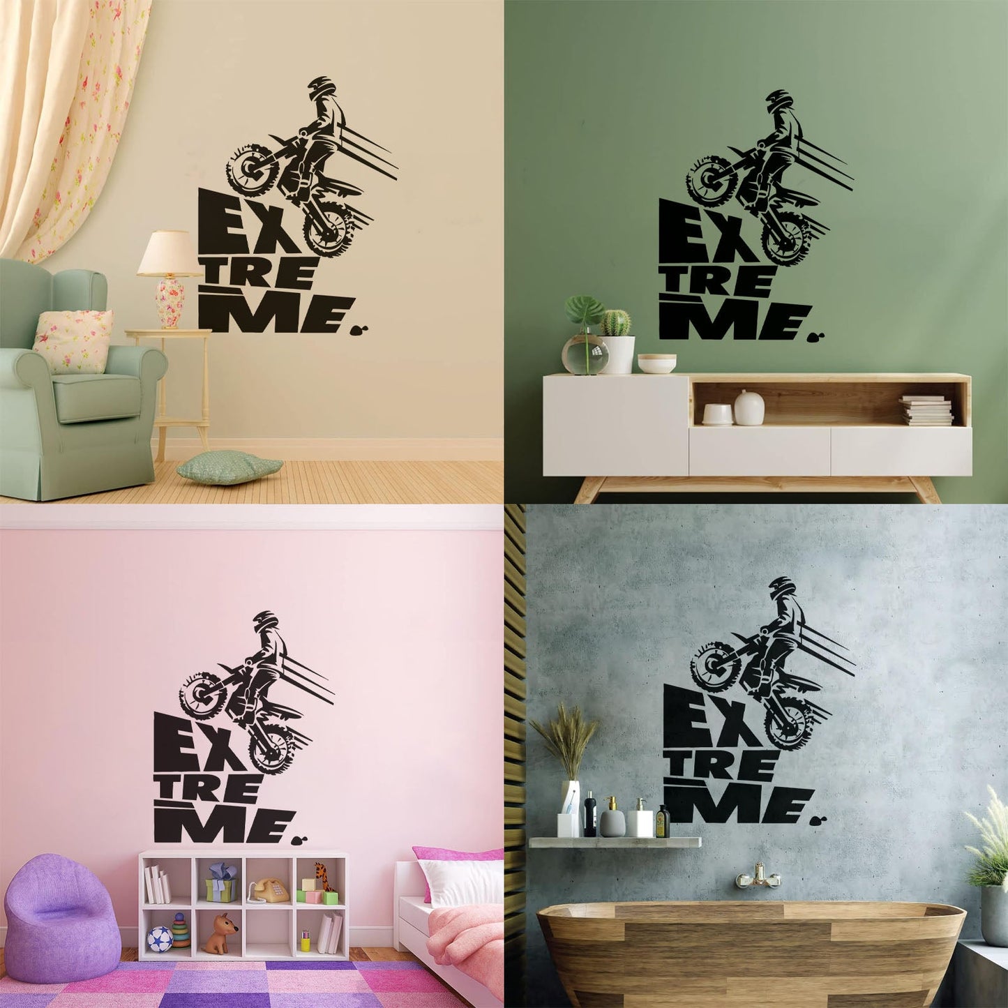 Wall Decals Speed Extreme Sport Motorcycle Biker Riding Multi Color Selection