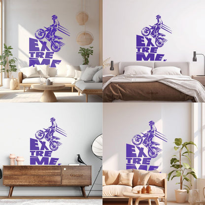 Wall Decals Speed Extreme Sport Motorcycle Biker Riding Multi Color Selection