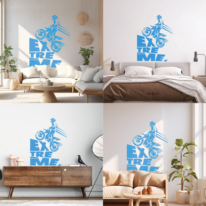 Wall Decals Speed Extreme Sport Motorcycle Biker Riding Multi Color Selection