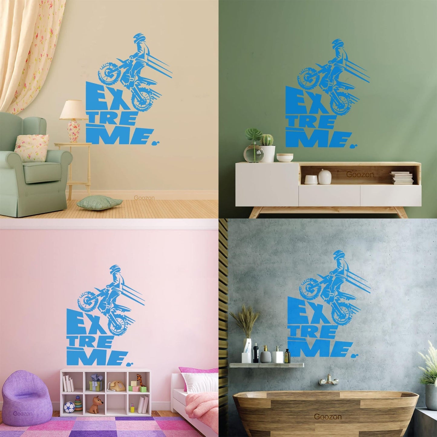 Wall Decals Speed Extreme Sport Motorcycle Biker Riding Multi Color Selection