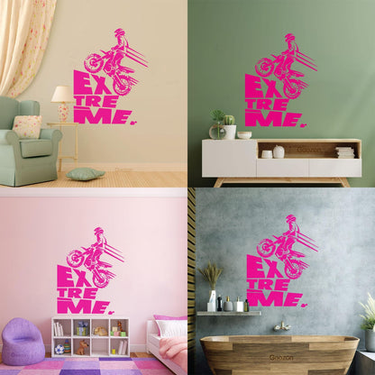 Wall Decals Speed Extreme Sport Motorcycle Biker Riding Multi Color Selection