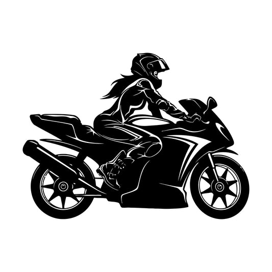 Vinyl Wall Decals Speed Racing Appeal Girl On A Motorcycle Equipped With Transfer Film Kit