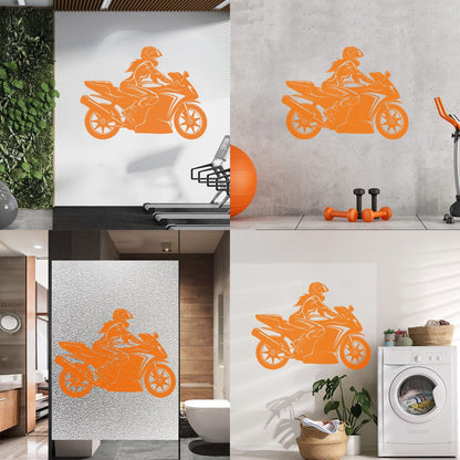 Vinyl Wall Decals Speed Racing Appeal Girl On A Motorcycle Equipped With Transfer Film Kit