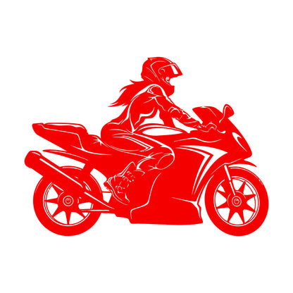 Vinyl Wall Decals Speed Racing Appeal Girl On A Motorcycle Equipped With Transfer Film Kit