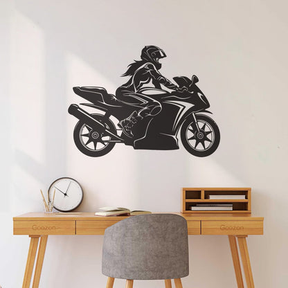 Vinyl Wall Decals Speed Racing Appeal Girl On A Motorcycle Equipped With Transfer Film Kit