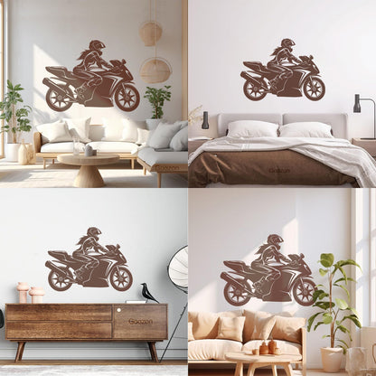 Vinyl Wall Decals Speed Racing Appeal Girl On A Motorcycle Equipped With Transfer Film Kit