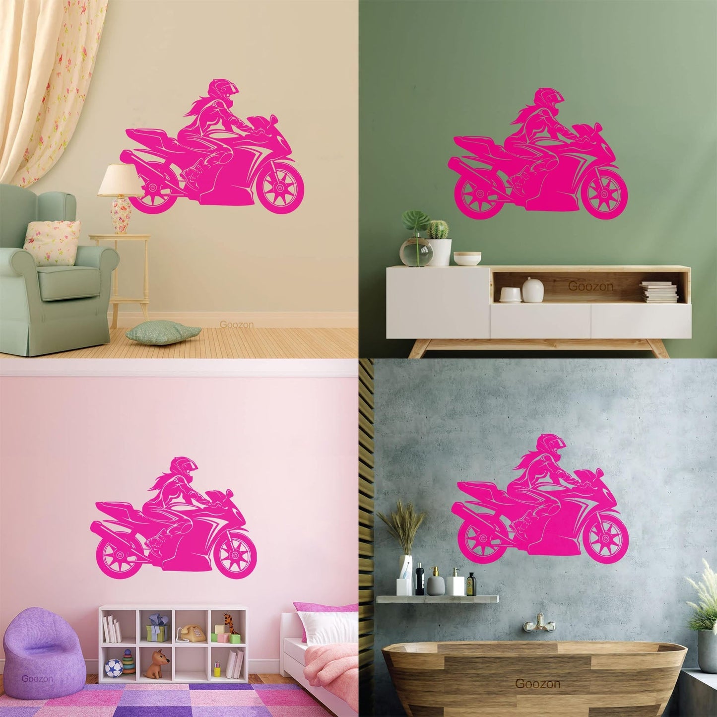 Vinyl Wall Decals Speed Racing Appeal Girl On A Motorcycle Equipped With Transfer Film Kit