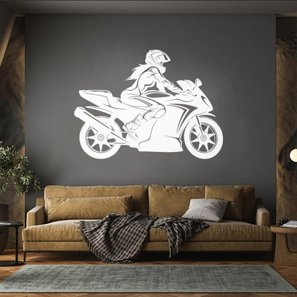 Vinyl Wall Decals Speed Racing Appeal Girl On A Motorcycle Equipped With Transfer Film Kit