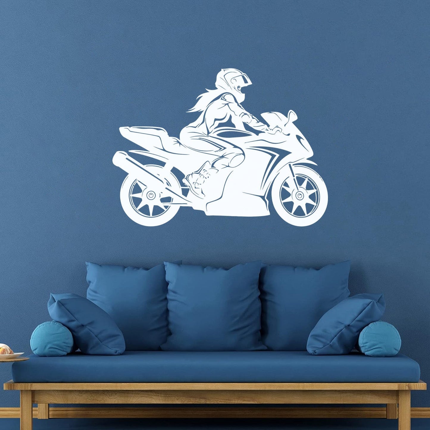 Vinyl Wall Decals Speed Racing Appeal Girl On A Motorcycle Equipped With Transfer Film Kit