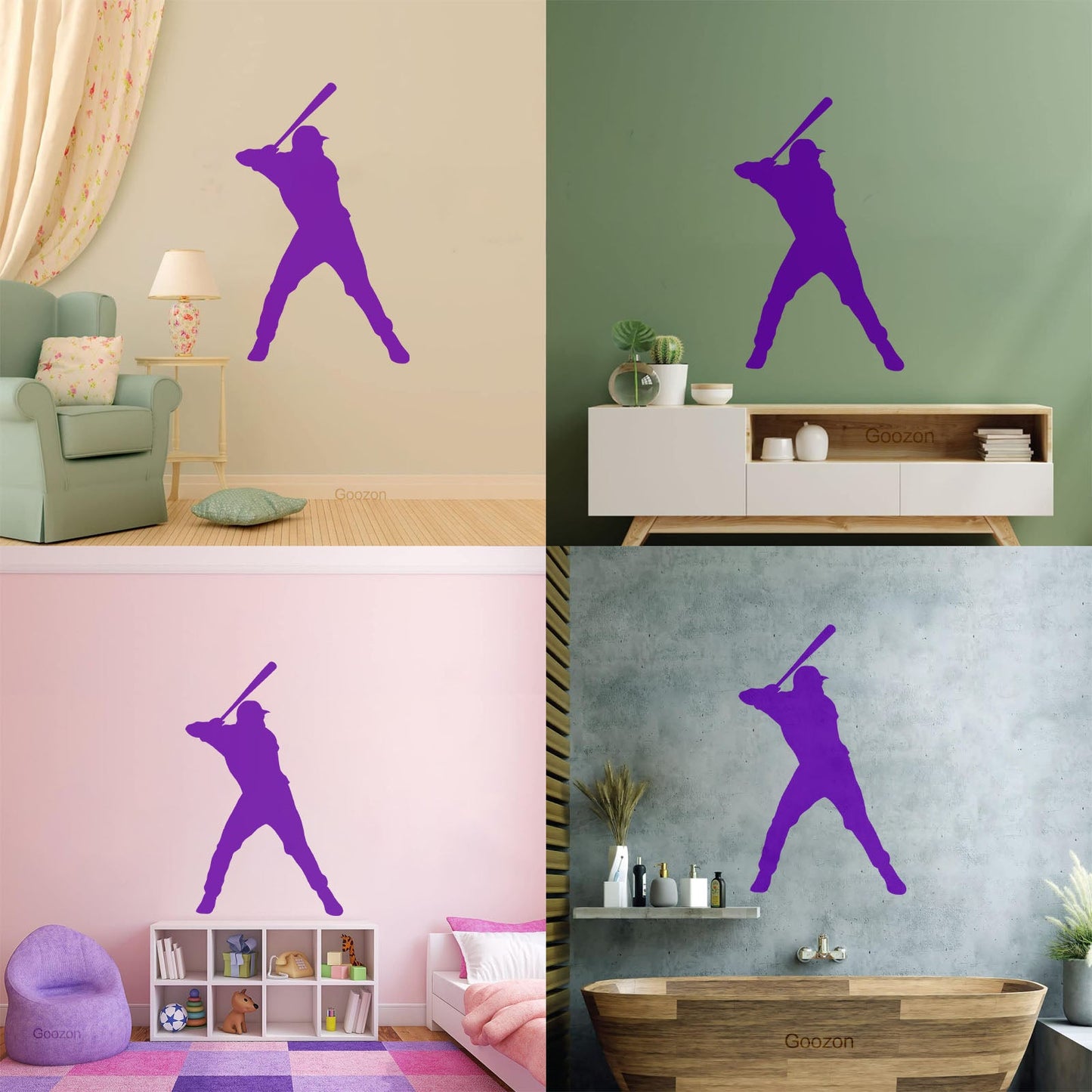 Wall Vinyl Sticker Decor Sport Baseball Man Player Home Team Waterproof