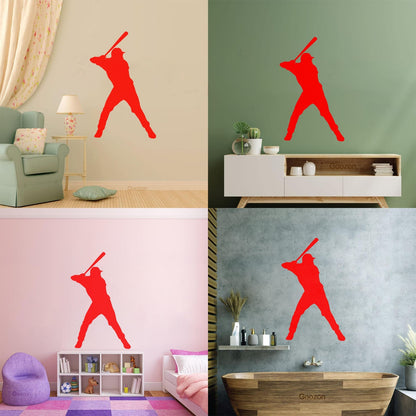 Wall Vinyl Sticker Decor Sport Baseball Man Player Home Team Waterproof